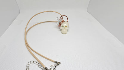 "Alchemist SKULLpture" Copper & Quartz Crystal Electroformed Skull Pendant